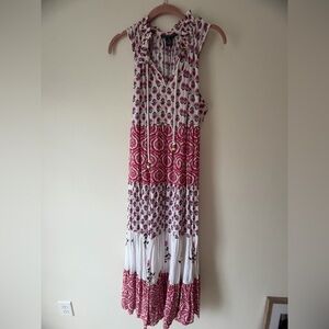 Chelsea & Theodore Red and White Maxi Dress